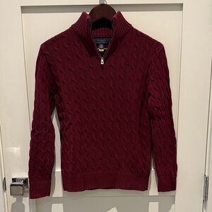 Polo by Ralph Lauren Men's Maroon Zip-Up Sweater